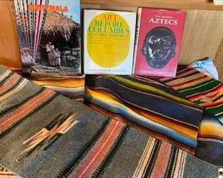 Vintage Mexican Serape,S.American Textiles And Reference Books Of The Area