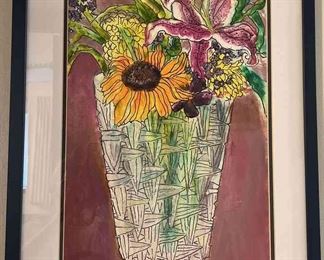 Watercolor Flowers In Vase