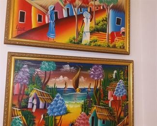 Surrealism Haitian oil painting pair
Yaffe??