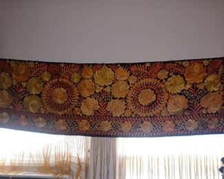 2 Silk embroidery panls ...so very beautiful when hung ...they look silk road maybe Tibet or Mongolian. 
