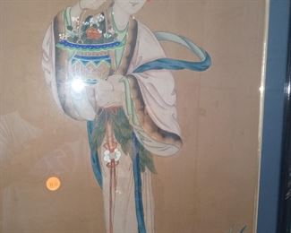 Chinese Gouche on paper 1890s 
Art deco awesome frame 