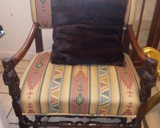 Bag piper Scottish oak antique chair all hard carved 