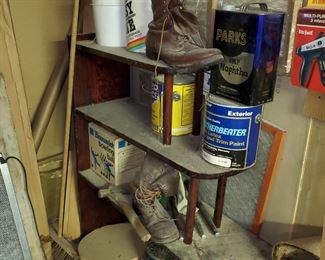 Step back wood shelf .... in the basement.