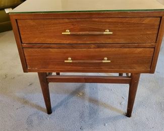 (1) of (2) Matching nightstands - Merton Gershun for American of Martinsville - Mid Century -Walnut and Brass