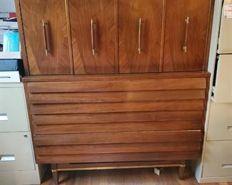 Gentleman's chest of drawers...Merton Gershun for American of Martinsville - Mid Century -Walnut and Brass