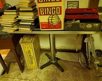 (1) of (2) Chrome base pedestal rectangular table