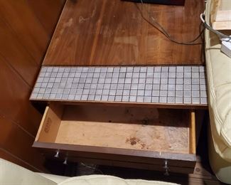 Lane end table with inlaid accent tiles