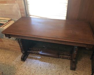 Solid wood table with turned wood leg details