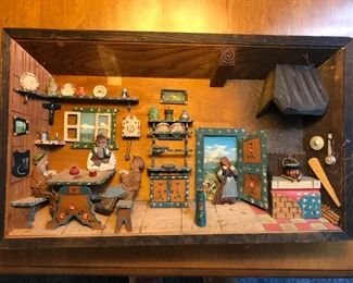 Handmade miniature 3D cottage scene