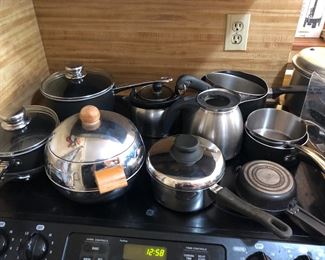 Assorted pots and pans