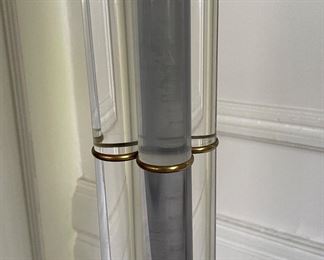 Vintage Lucite Floor Lamp With Brass Accents. Measures 62" H. Photo 3 of 5.