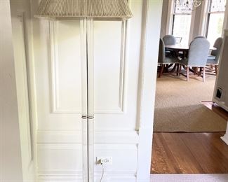 Vintage Lucite Floor Lamp With Brass Accents. Measures 62" H. Photo 1 of 5.