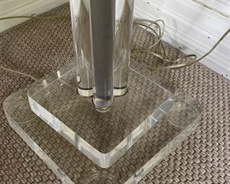 Vintage Lucite Floor Lamp With Brass Accents. Measures 62" H. Photo 5 of 5.