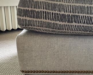Contrasting Upholstery Down-Cushion Filled Sofa. Measures 85" W x 38" D. Photo 2 of 3.