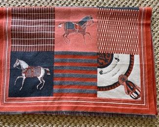 Hermes-Style Equestrian Cashmere Throw.