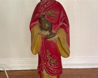 Hand-Painted Carved Wood Figural Table Lamp. Photo 1 of 3.