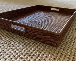 Large Woven Rattan Tray. Measures 28" W x 20" D. Photo 1 of 2.