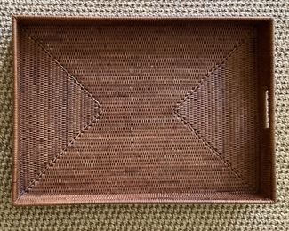 Large Woven Rattan Tray. Measures 28" W x 20" D. Photo 2 of 2.
