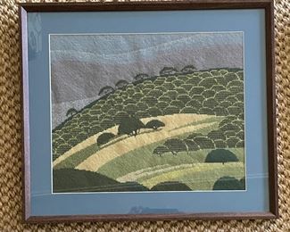 Framed Landscape Needlepoint. Measures 16" x 13." Photo 1 of 2.