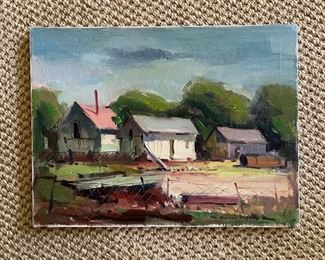 Farm Oil Painting. Signed By Artist. Measures 24" x 19."