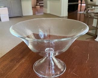 Glass Footed Compote. Measures 5.5" H x 8" D.