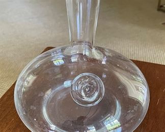 Glass Decanter. Measures 9" H.
