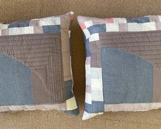 Patchwork Quilt Down-Filled Pillows. Measures 18" x 18"
