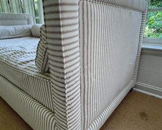 French Ticking Upholstered Day Bed with Bolsters. Does Have Evidence of Some Cat Scratch Activity. Measures 82” W x 42” D. Photo 2 of 4.