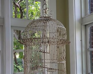 Vintage Birdcage. Measures 26" H. Measures 60" From Ceiling to Bottom of Cage. Photo 1 of 2.