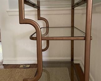 Bronzed Metal & Glass Bar / Side Table. Measures 29" W x 15.5" D x 28.5" H. Photo 2 of 3.