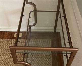 Bronzed Metal & Glass Bar / Side Table. Measures 29" W x 15.5" D x 28.5" H. Photo 3 of 3.