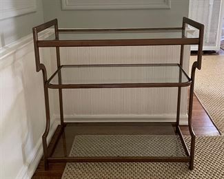 Bronzed Metal & Glass Bar / Side Table. Measures 29" W x 15.5" D x 28.5" H. Photo 1 of 3.