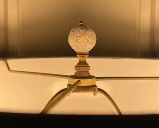 Reticulated Blanc de Chine Koi Fish Table Lamp with Ebony Shade. Measures 23" H. Photo 4 of 4.