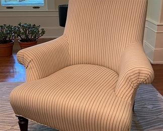 Lee Industries French Ticking Upholstered Club Chair - 1 Available. Each Measures 34” W x 32” H. Photo 1 of 4.