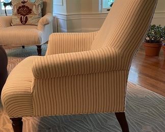 Lee Industries French Ticking Upholstered Club Chair - 4 Available. Each Measures 34” W x 32” H. Photo 4 of 4.