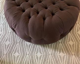 Brown Tufted Upholstered Ottoman. Measures 40" D x 18" H. Photo 1 of 3.