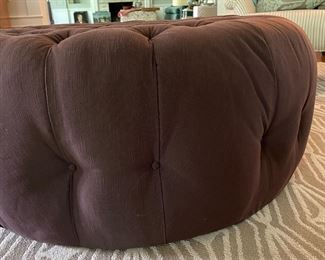 Brown Tufted Upholstered Ottoman. Measures 40" D x 18" H. Photo 3 of 3.