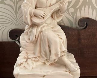 Visual Comfort Blanc de Chine Sculptural Asian Woman Table Lamp with White Shade. Measures 29" H. Photo 2 of 2.