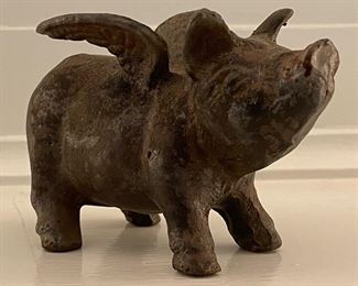 Metal Flying Pig Figurine.