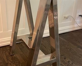 Glass Top Desk with Crome "Saw Horse" Legs. Measures 72" W x 36" D x 31" H. Photo 3 of 4.