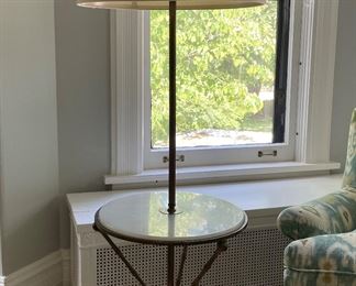 Faux Bamboo Bronzed Metal Tray Table Lamp. Measures 60" H. Photo 1 of 3.