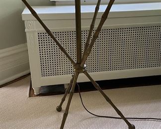 Faux Bamboo Bronzed Metal Tray Table Lamp. Measures 60" H. Photo 2 of 3.