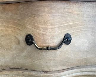 Natural Wood Serpentine Front Chest of Drawers. Measures 44" W x 18" D x 34" H. Photo 3 of 5.