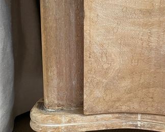 Natural Wood Serpentine Front Chest of Drawers. Measures 44" W x 18" D x 34" H. Photo 5 of 5.