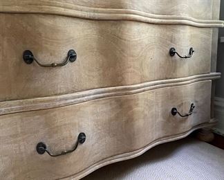 Natural Wood Serpentine Front Chest of Drawers. Measures 44" W x 18" D x 34" H. Photo 2 of 5.