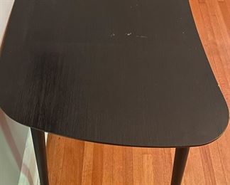 Crate & Barrel Kidney Shape Ebonized Wood Desk. Measures 56" W x 28" D. Photo 2 of 2.