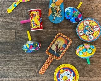 Vintage Tin Hand-Held Noise Makers.