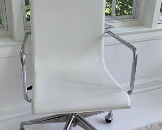 White Faux Leather & Chrome Desk Chair.