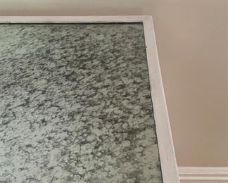 Smoky Mirrored Top White-Washed Console with Shelf. Measures 71" W x 18" D x 32.5" H. Photo 3 of 4.