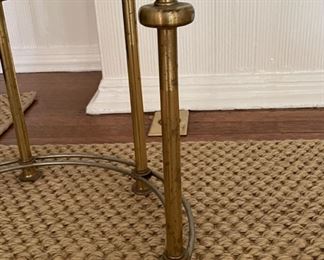 Mid-Century Brass & Glass Occasional Table. Measures 26" D x 23" H. Photo 3 of 4.